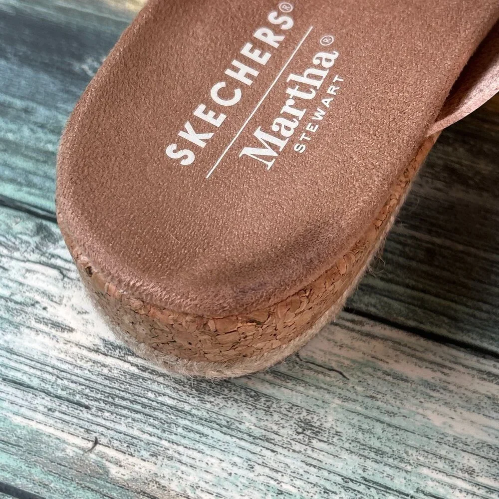Skechers Martha Stewart Slide Sandal Size 6.5 Rose Gold Wedge Adjustable Comfort